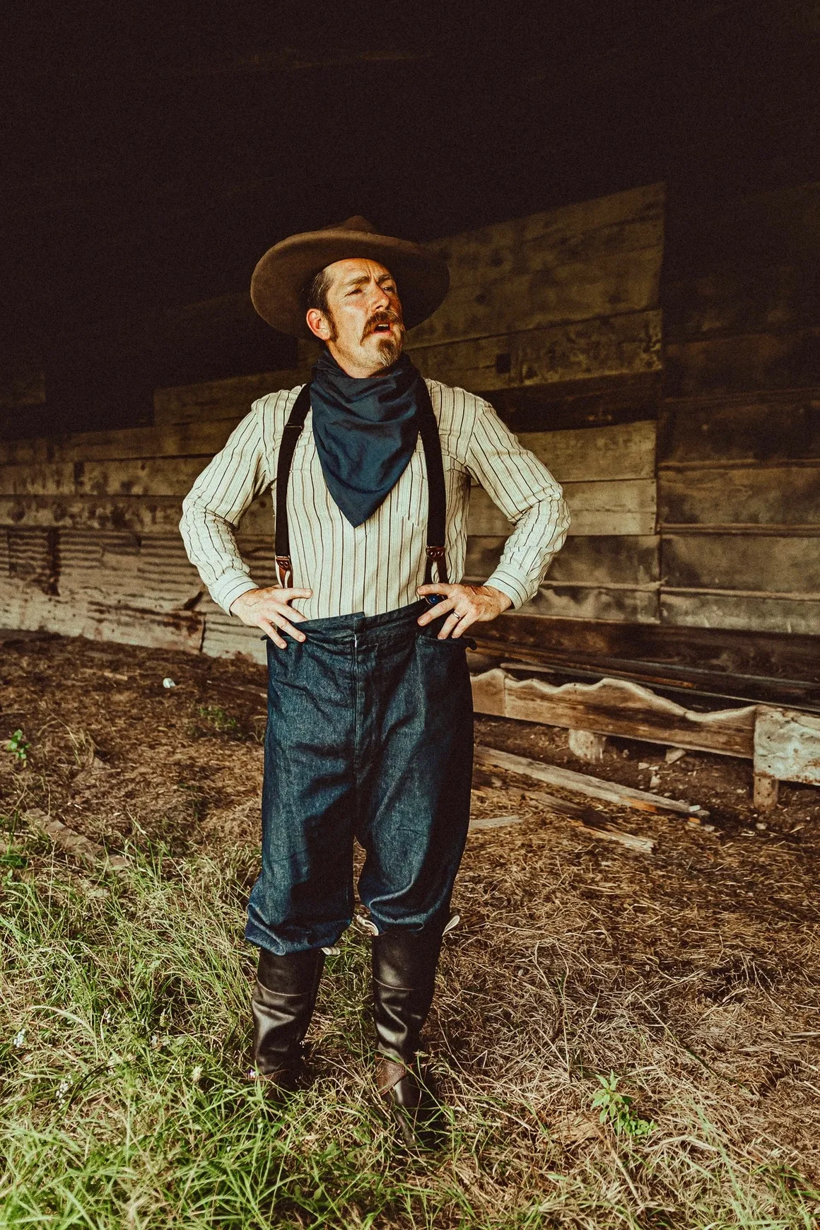 Performer in authentic 1911 cowboy costume